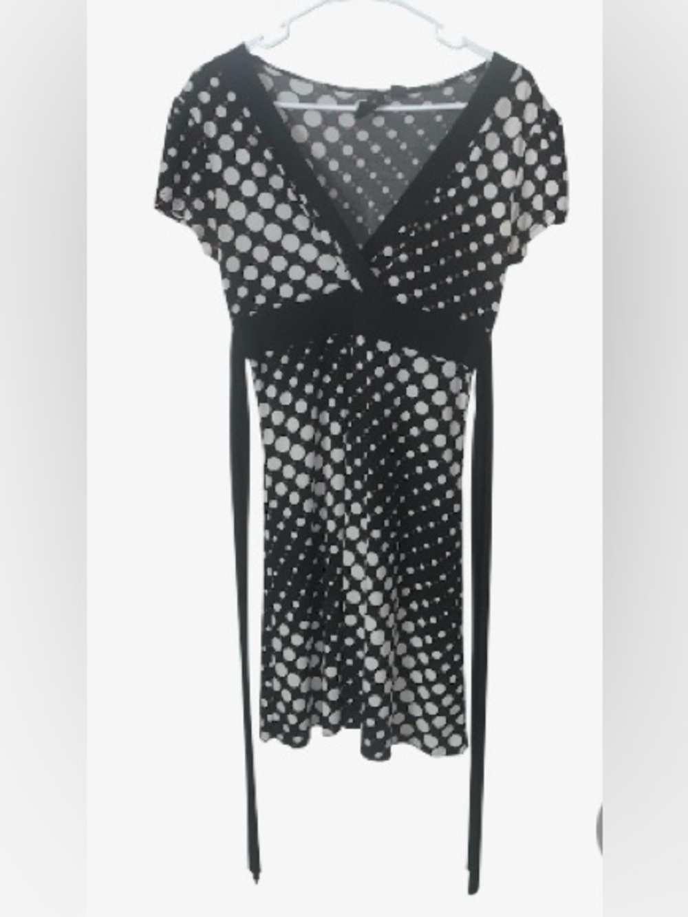 L8teR Black & White Polka Dot Wrap Mini Dress